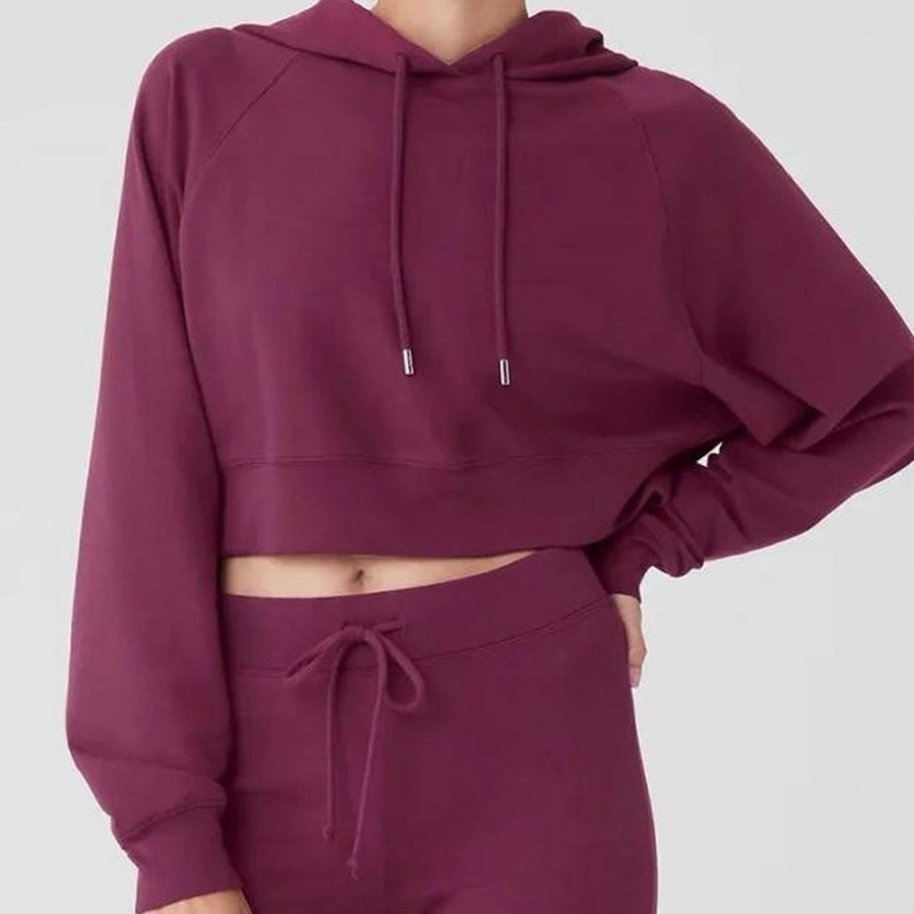 Women's Burgundy Cropped Hoodie
